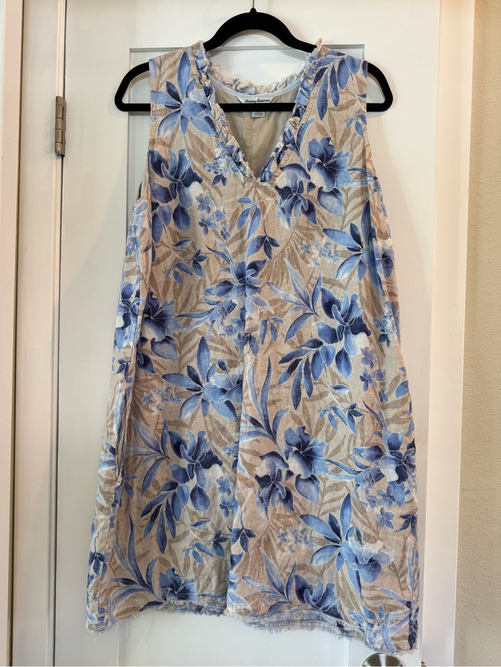 Tommy Bahama Blue Floral V-Neck Sleeveless Tunic